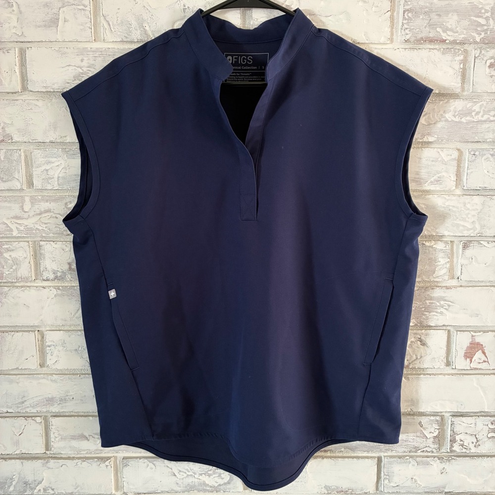 Figs Rafaela Sleeveless Scrub Top Navy Blue Technical Collection Small 1000214